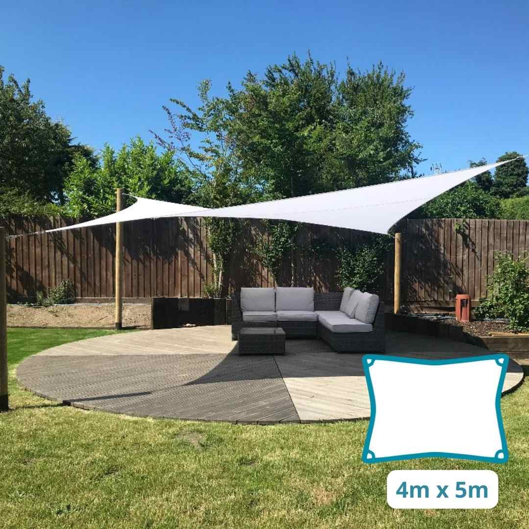 Rectangle 4m X 5m - Clara Sun Shade Sail White Uv Canopy Awning Patio 