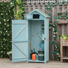 Outsunny Wooden Garden Shed, Utility Outdoor Small Shed with Lockable Double Doors, Removeable Shelves and Roof Hatch, Grey, Blue, Green, Natural Wood Brown
