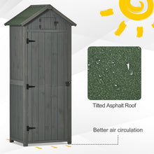 Outsunny Wooden Garden Shed, Utility Outdoor Small Shed with Lockable Double Doors, Removeable Shelves and Roof Hatch, Grey, Blue, Green, Natural Wood Brown