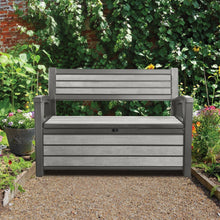 Keter Hudson Duotech Garden Bench Storage Box Wood Effect 227L Grey - Clara Shade Sails - Keter - 