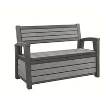 Keter Hudson Duotech Garden Bench Storage Box Wood Effect 227L Grey - Clara Shade Sails - Keter - 