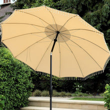 Norfolk Leisure Carrousel Beaded Garden Parasol Umbrella - Fringe Tassels 2.7m Crank Handle and Tilt - Cream or Grey - Outdoor Patio - Clara Shade Sails - Norfolk Leisure - Grey - 