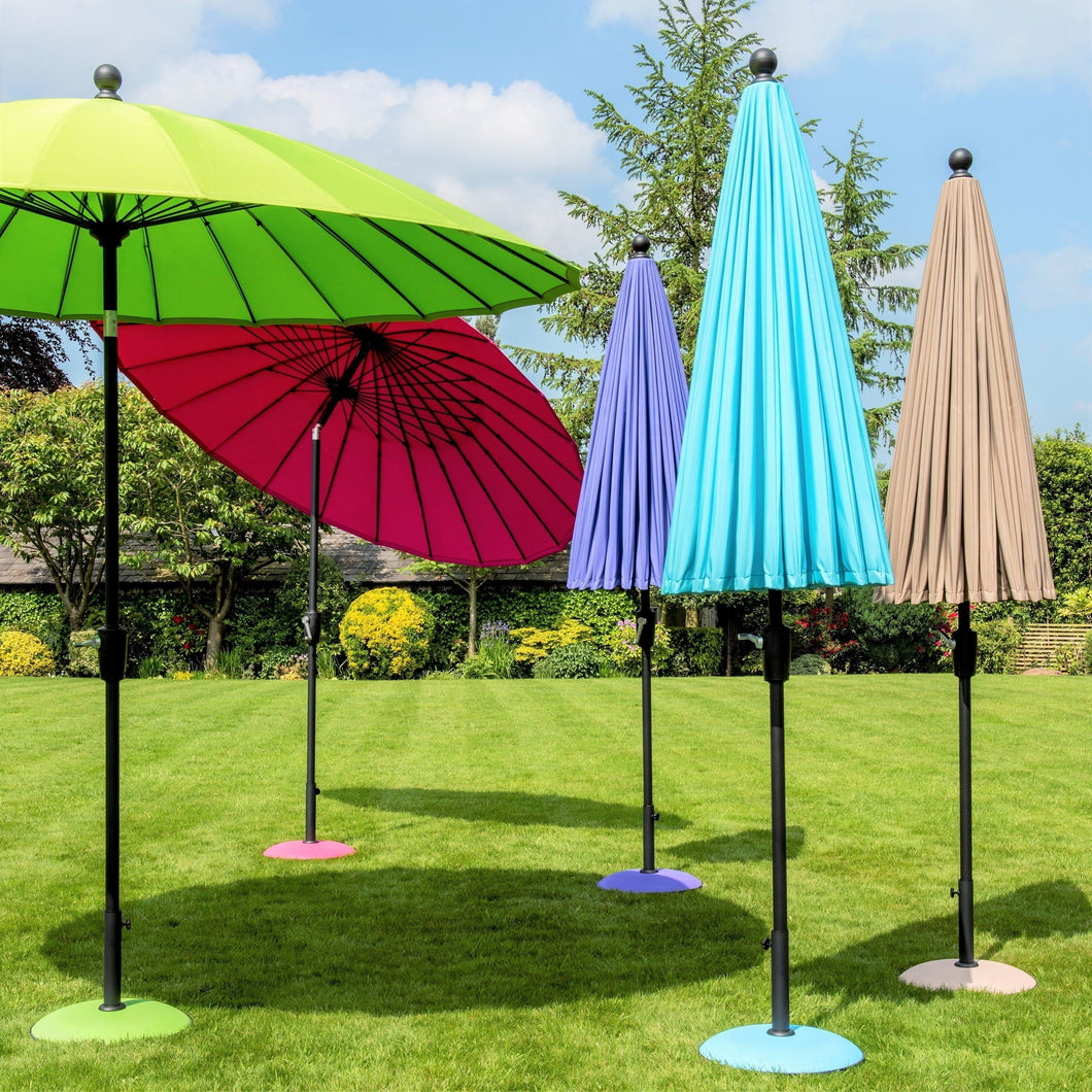 Norfolk Leisure Geisha Style Garden Parasol Umbrellas - 2.7m Crank Handle and Tilt - Taupe, Purple Outdoor Garden - Clara Shade Sails - Norfolk Leisure - Taupe - 