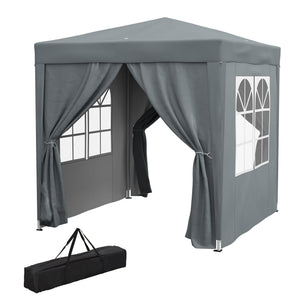 Outsunny 2m x 2m Pop Up Gazebo - Black, Grey, White, Blue, Green or Brown - Clara Shade Sails - Outsunny - Grey - 