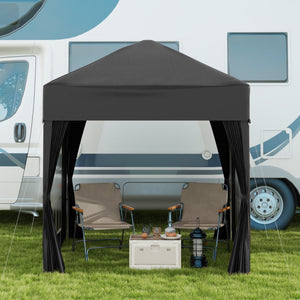 Outsunny 2m x 2m Pop Up Gazebo - Black, Grey, White, Blue, Green or Brown - Clara Shade Sails - Outsunny - Black - 