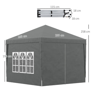 Outsunny 3m x 3m Pop Up Gazebo - Black, Grey, White, Blue, Green or Brown - Clara Shade Sails - Outsunny - Brown - 