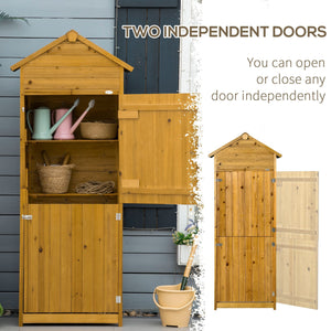 Outsunny Wooden 2 Door Garden Shed - Natural Wood or Grey - Clara Shade Sails - Outsunny - Natural Wood - 