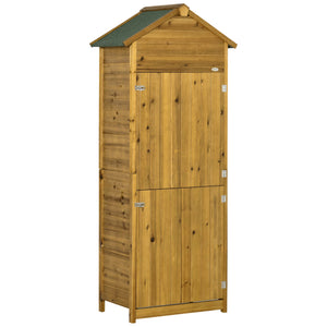 Outsunny Wooden 2 Door Garden Shed - Natural Wood or Grey - Clara Shade Sails - Outsunny - Natural Wood - 