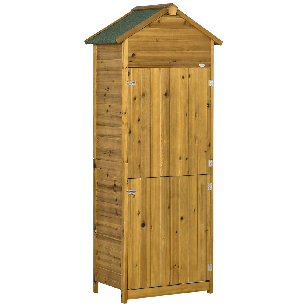 Outsunny Wooden 2 Door Garden Shed - Natural Wood or Grey - Clara Shade Sails - Outsunny - Natural Wood - 