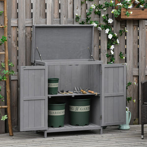 Outsunny Wooden Garden Cabinet Shed - Natural Wood or Grey - Clara Shade Sails - Outsunny - Grey - 