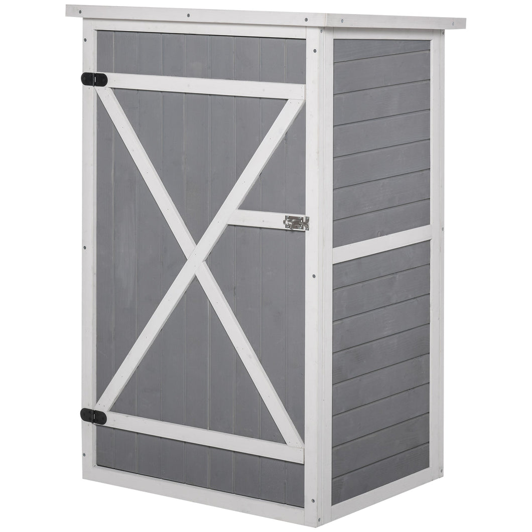 Outsunny Wooden Garden Shed - Grey/White, Natural Wood - Clara Shade Sails - Outsunny - Grey/White - 