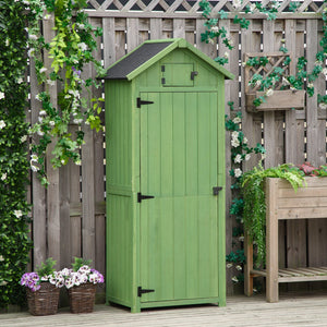 Outsunny Wooden Vertical Garden Shed - Natural Wood, Grey, Green, Blue - Clara Shade Sails - Outsunny - Green - 